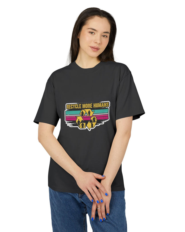 The 'Recycle More Humans' v1 T-Shirt, Eco-Friendly Graphic Tee, Save the Earth Apparel, Sustainable Clothing, Upcycled Materials Shirt