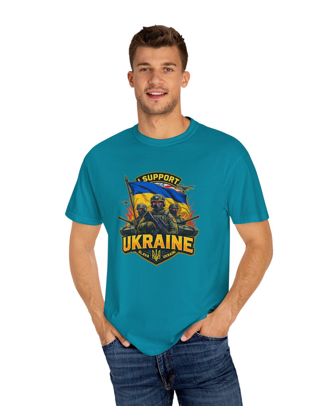 The 'I Support Ukraine!'  Cart,  Unisex Garment-Dyed T-shirt