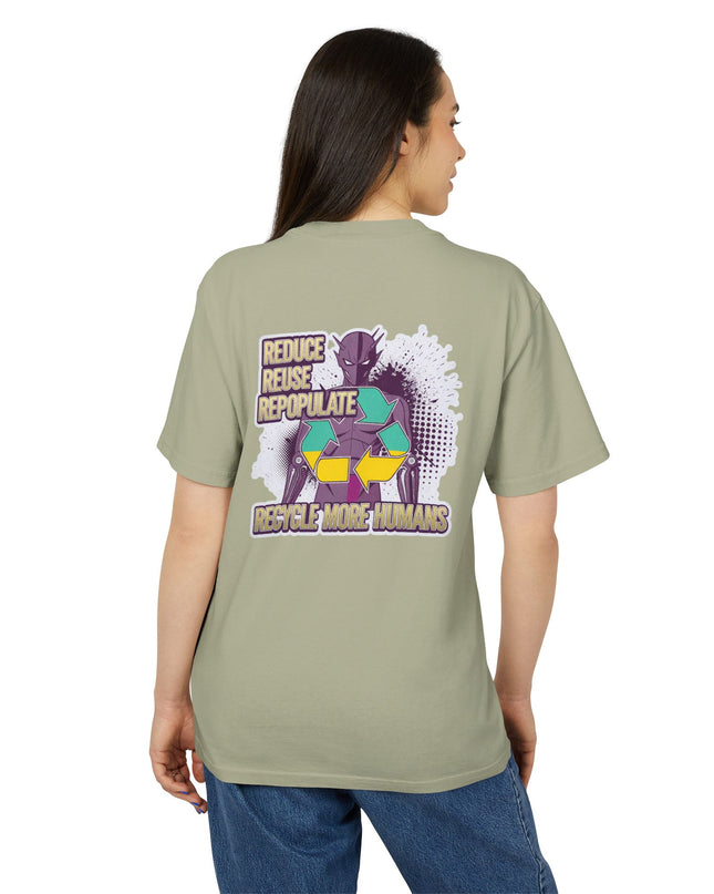 The 'Recycle More Humans' v1 T-Shirt, Eco-Friendly Graphic Tee, Save the Earth Apparel, Sustainable Clothing, Upcycled Materials Shirt