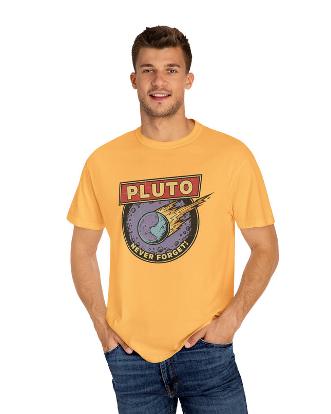 The 'Pluto, Never Forget!' Deco  Unisex Garment-Dyed T-shirt