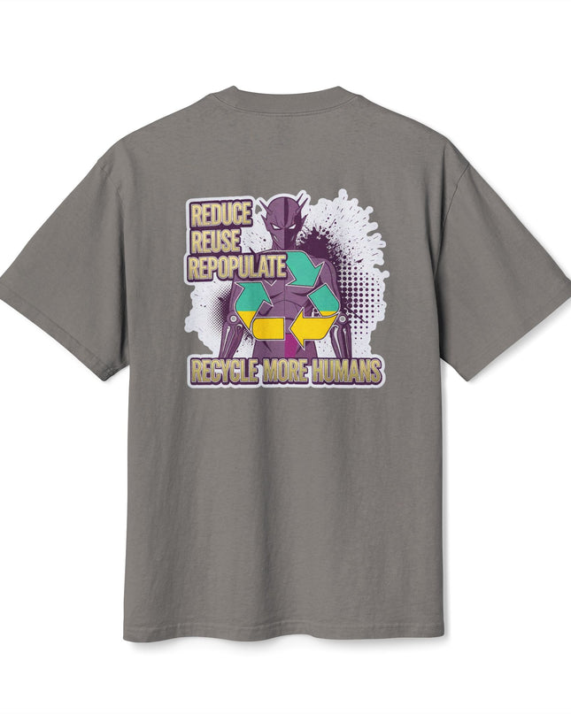 The 'Recycle More Humans' v1 T-Shirt, Eco-Friendly Graphic Tee, Save the Earth Apparel, Sustainable Clothing, Upcycled Materials Shirt