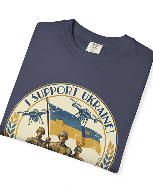 The 'I Support Ukraine!'  Deco, Unisex Garment-Dyed T-shirt