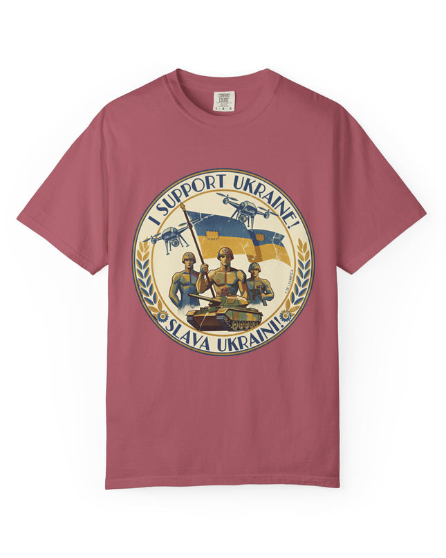 The 'I Support Ukraine!'  Deco, Unisex Garment-Dyed T-shirt