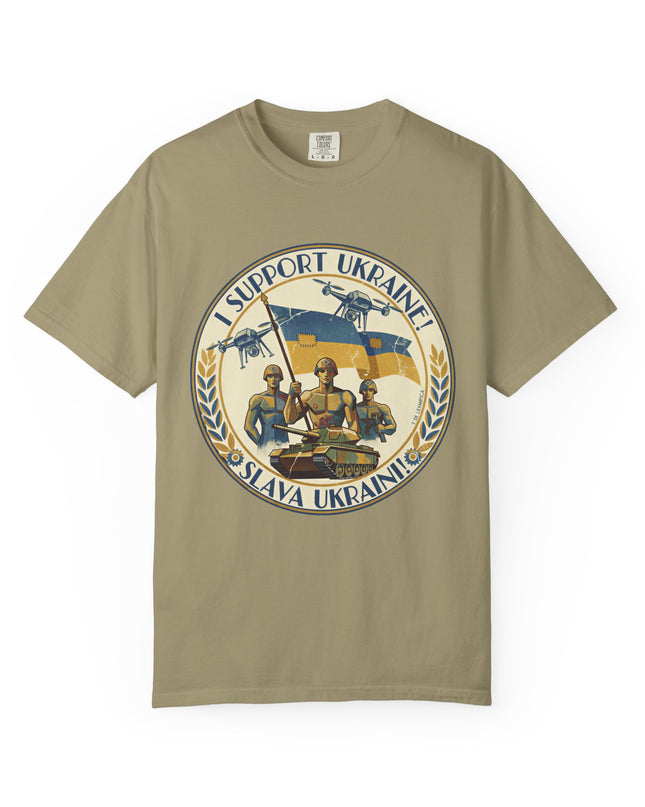 The 'I Support Ukraine!'  Deco, Unisex Garment-Dyed T-shirt
