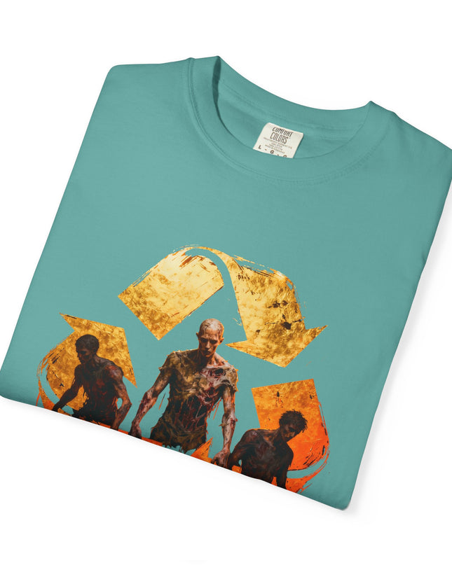 The 'Recycle More Humans!' Fire  Unisex Garment-Dyed T-shirt