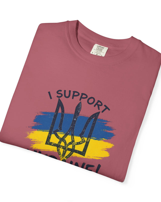 The 'I Support Ukraine!' Trident  Unisex Garment-Dyed T-shirt