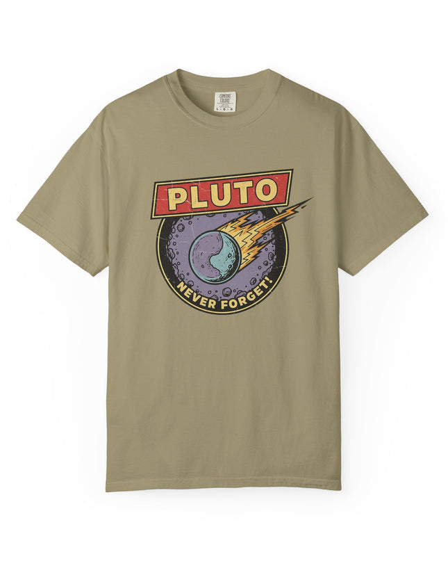The 'Pluto, Never Forget!' Deco  Unisex Garment-Dyed T-shirt