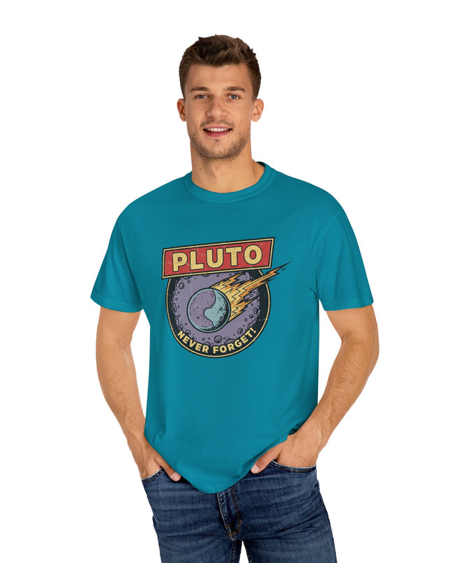 The 'Pluto, Never Forget!' Deco  Unisex Garment-Dyed T-shirt