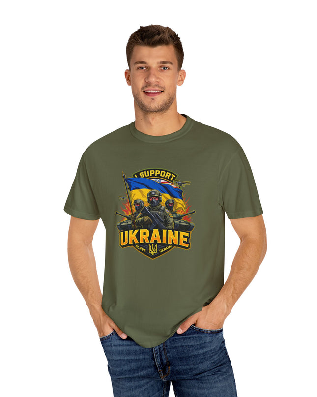 The 'I Support Ukraine!'  Cart,  Unisex Garment-Dyed T-shirt