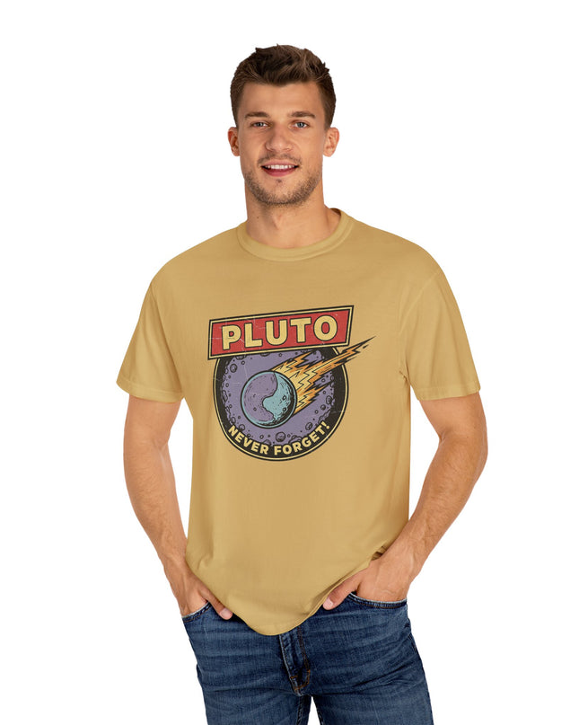 The 'Pluto, Never Forget!' Deco  Unisex Garment-Dyed T-shirt