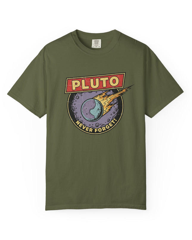 The 'Pluto, Never Forget!' Deco  Unisex Garment-Dyed T-shirt