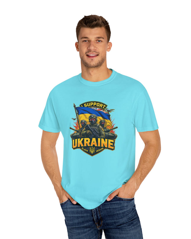 The 'I Support Ukraine!'  Cart,  Unisex Garment-Dyed T-shirt