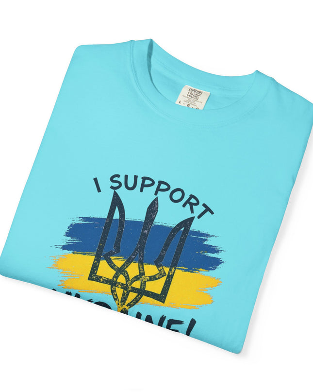 The 'I Support Ukraine!' Trident  Unisex Garment-Dyed T-shirt