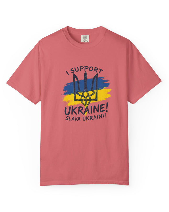 The 'I Support Ukraine!' Trident  Unisex Garment-Dyed T-shirt