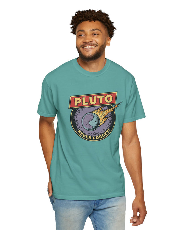 The 'Pluto, Never Forget!' Deco  Unisex Garment-Dyed T-shirt