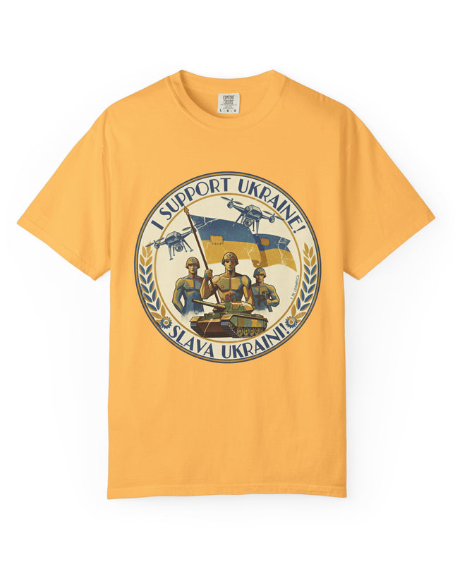 The 'I Support Ukraine!'  Deco, Unisex Garment-Dyed T-shirt